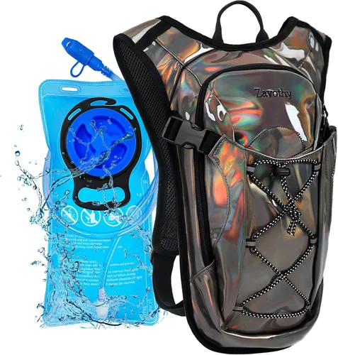 Miniatura 8 de Mochila de hidratación reflectante, paquete de hidratación, mochila de agua con vejiga de hidratación de 2 litros, esencial para festivales, paquete