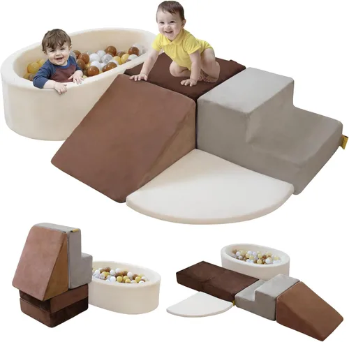 Miniatura 11 de BanaSuper Bloques de escalada para niños pequeños de 6 piezas con pozo de pelotas, juego de espuma suave, juguetes de escalada para bebés y niños