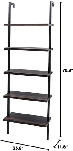 Miniatura 3 de Estantería abierta de 5 niveles para montar en la pared con marco de metal, estante de escalera industrial moderno - Organizador flotante - Estantes