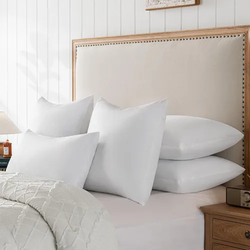 Miniatura 7 de basic home Insertos de Almohadas Decorativas de 12x20 - Insertos de Almohadas de Plumas de Plumón - Oblongo - Tela de Algodón - Juego de 2 - Blanco.