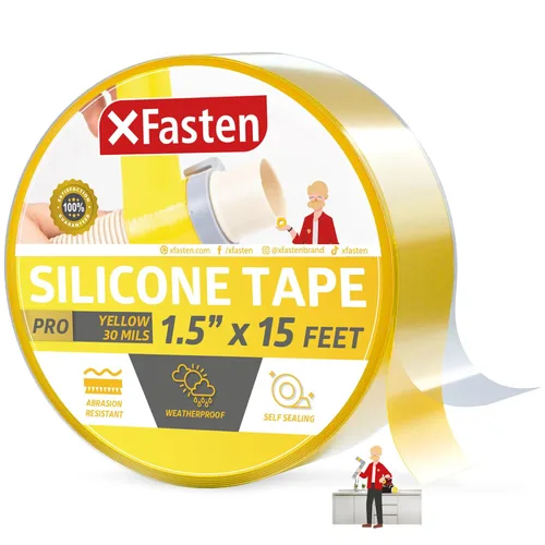 Miniatura 11 de XFasten - Cinta de silicona autofusible Pro, transparente, 1.5 pulgadas x 15 pies, cinta de reparación de silicona extrema de 30 milésimas