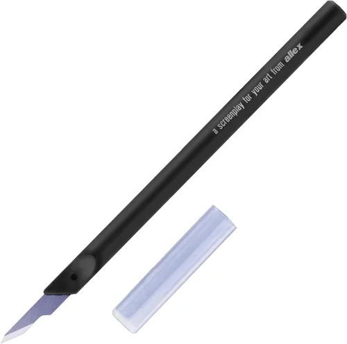 ALLEX Cuchillo japonés Exacto para manualidades con tapa [hoja de precisión de 0.3 pulgadas], cuchillo de pasatiempo para manualidades, arte, kit de
