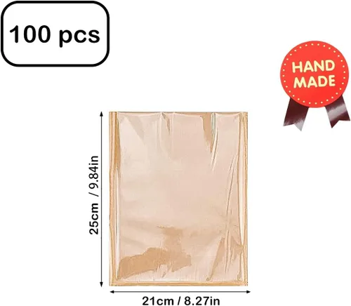 Miniatura 2 de Bolsas de panadería con ventana de 8 x 10 pulgadas, 100 unidades SKraft de papel sándwich marrón, pequeñas bolsas planas enceradas, bolsas de donas