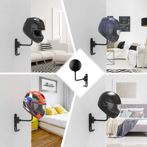 Miniatura 7 de Colgador de Casco para Pared Giratorio 180° Soporte para Casco para Motocicleta Bicicleta Carreras Ropa Exterior Equipo Deportivo Negro-1