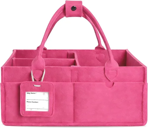 Miniatura 10 de GEMII Organizador de pañales – Organizador grande para bebés con asa para artículos esenciales para recién nacidos, niños o niñas (gris, grande)