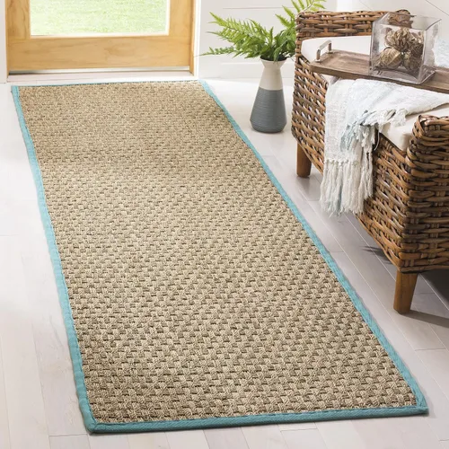 Miniatura 45 de Safavieh Natural Fiber NF114P - Alfombra redonda de hierba marina, tejido de canasta, con borde, de 244 cm, color gris Natural/ gris
