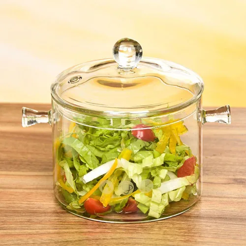 Miniatura 3 de GANAZONO Olla de cocina de vidrio con tapa, resistente al calor, olla de vidrio de borosilicato, olla de doble asa para cocina casera, cocina