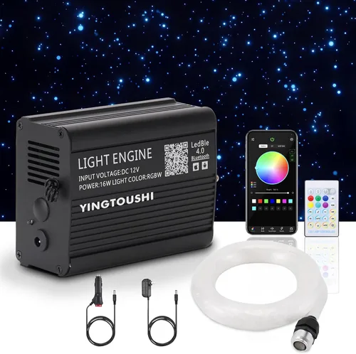 Twinkle Headliner Star Light Kit, 800Pcs*0.03in/0.02in*9.8ft Mixed Ceiling Fiber Optic Lights APP/Remote Control Star Effect Music Mode RGBW Sound
