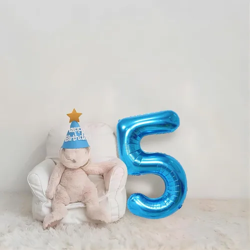 Miniatura 6 de Globo azul de 40 pulgadas con el número 5, globo de aluminio Mylar para cumpleaños, aniversarios, graduaciones, decoración de fiestas