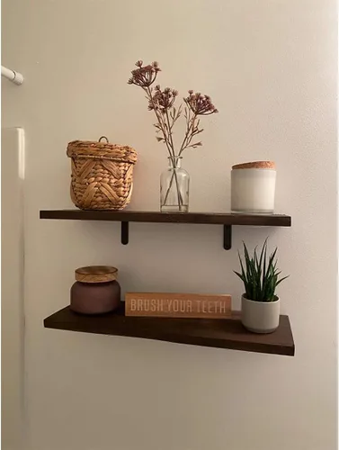 Miniatura 6 de Soportes de esquina de acero negro en L para estantes, soportes decorativos de montaje en pared, soportes angulares para estantes con tornillos