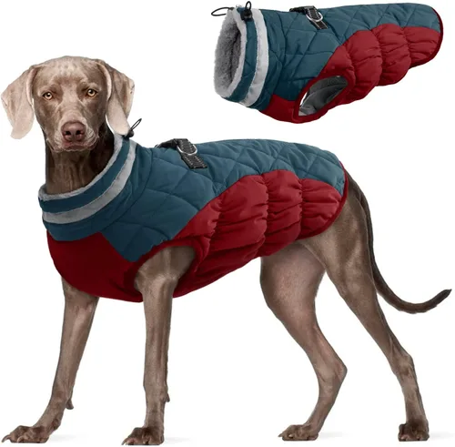 Miniatura 54 de FUAMEY - Chaqueta de invierno para perro, chaleco acolchado con arnés, ropa cálida para mascotas, abrigo con cremallera, impermeable, para perros