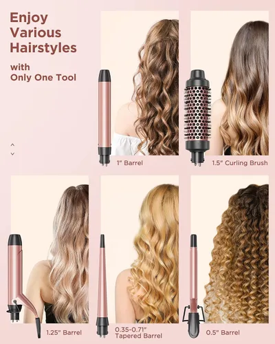 Miniatura 5 de Wavytalk wavytalk - Secador de pelo profesional con difusor, secador de pelo iónico de 1875 W para mujeres, juego de rizadores 5 en 1 con cepillo