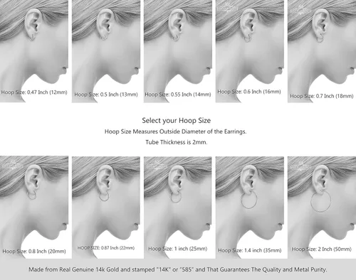 Miniatura 5 de Aretes de aro de oro de 14 quilates, 1 pulgada de diámetro, Metal