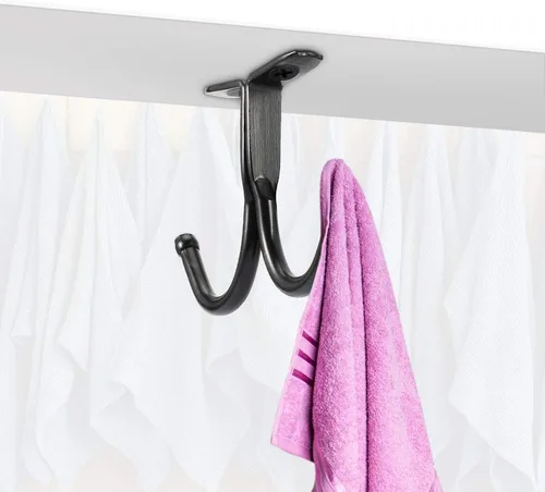 Miniatura 4 de Picowe 6 ganchos de techo de doble punta, ganchos para debajo del estante, ganchos para toallas de baño, dormitorio, bata para colgar gorra de Negro