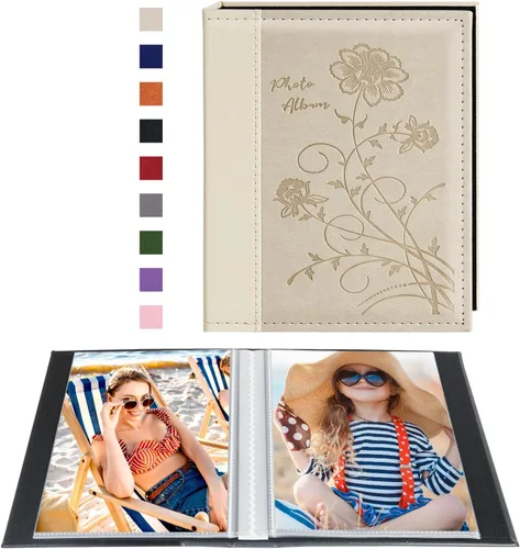 Miniatura 23 de Artmag Álbum de fotos de 5 x 7 pulgadas, páginas transparentes, con tapa de cuero, libro deslizante para 50 fotos verticales de 5 x 7 pulgadas