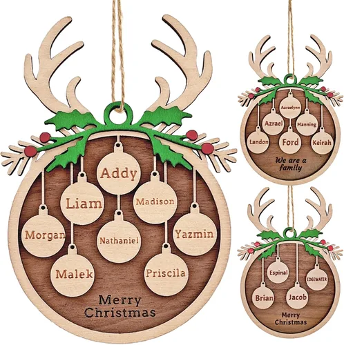 Miniatura 7 de Adornos de Navidad personalizados 2025 con nombres, adornos de madera personalizados de Navidad, adornos de pata personalizados, regalos