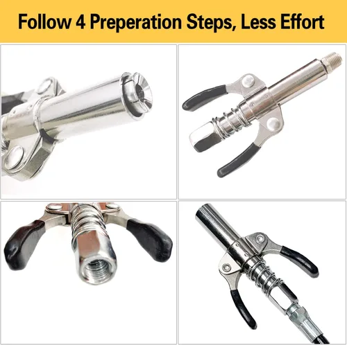 Miniatura 3 de Acoplador de pistola de grasa, puntas de pistola de engrase, puntas de grasa de liberación rápida de bloqueo de doble mango, accesorios de pistola
