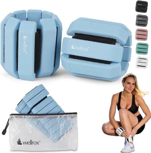 Miniatura 14 de Wellrox Brazaletes con peso, pesas ajustables para tobillo y muñeca para mujeres y hombres, juego de pesas de tobillo de 2 libras