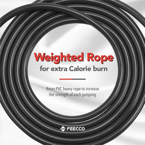 Miniatura 5 de FEECCO Weighted Jump Rope for Men, PVC Rope with Metal Handles and Ball Bearings
