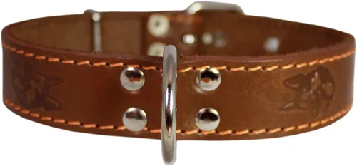 Miniatura 4 de Collar de perro de cuero genuino de 1.25 x 22 pulgadas, se adapta a cuello de 15 a 20 pulgadas, marrón