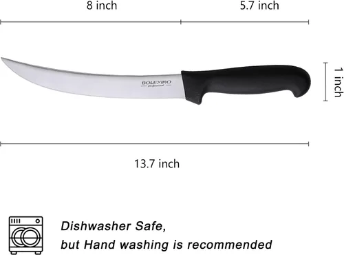 Miniatura 8 de Cuchillo de carnicero curvado de 8 pulgadas con mango ergonómico, buena nitidez para cortar carne de filete de carne, acero inoxidable japonés