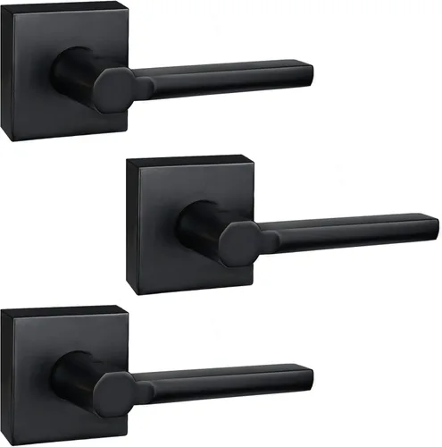 Miniatura 73 de Manija de Puerta de Paso (Sin Cerradura), Mango Cuadrado Interior de Servicio Pesado para Pasillo y Closet, Negro Mate, Reversible para Diestros