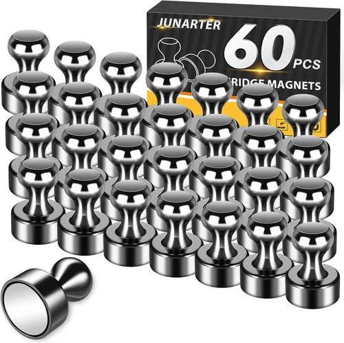 Miniatura 9 de Paquete de 20 Chinchetas Magnéticas, Imanes Negros Fuertes para Refrigerador, Imanes para Pizarra Blanca, Imanes para Refrigerador Fuertes, Imanes