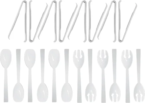 Miniatura 8 de Party Essentials Kit de utensilios de plástico para servir bufé, cucharas, tenedores, pinzas, 20 piezas, color negro