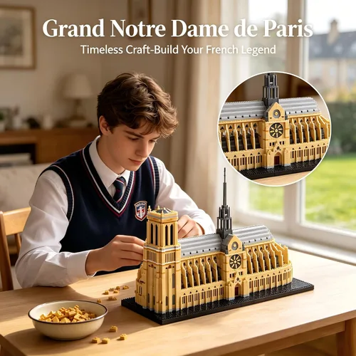 Miniatura 5 de KLMEi Juego de bloques de construcción de arquitectura famosa mundial, Notre Dame de París, 7380 piezas, kit de modelo grande creativo para adultos