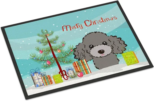 Miniatura 159 de Caroline's Treasures BB1616MAT - Tapete para puerta delantera de árbol de Navidad y sabueso afgano de 18 x 27 pulgadas, para interiores