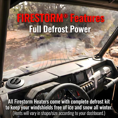 Miniatura 3 de Calentador de cabina UTV FIRESTORM® GEN II con descongelador se adapta a Polaris Ranger 1000 / XP1000 2020-2025. 18,000 BTU de calor abrasador