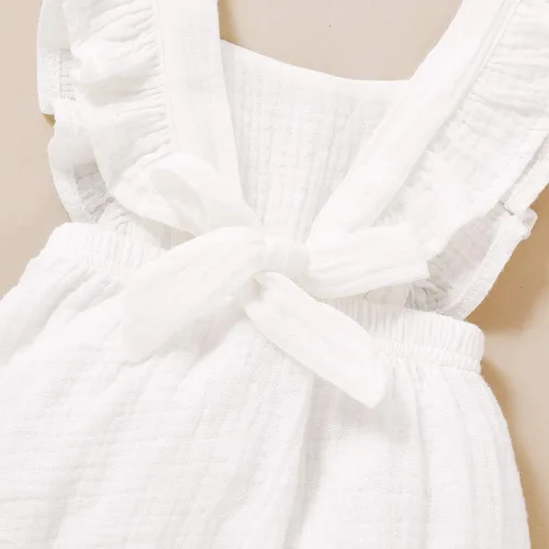 Miniatura 6 de YOUNGER TREE - Overol para bebé, niña, con volantes, sin mangas, mameluco de estilo casual para verano, ropa de lino de algodón