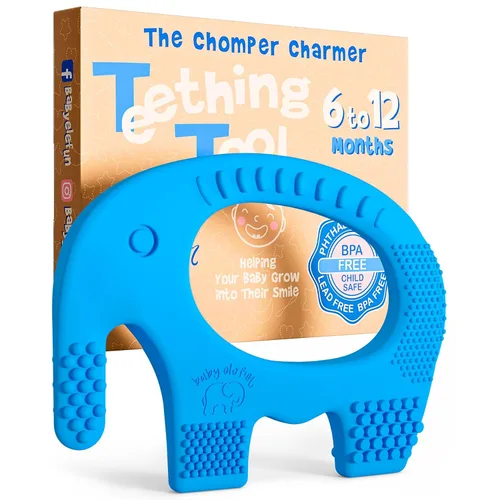 Baby Elefun Juguetes de dentición para bebés, alivio del dolor, cero retraso, 6-12 meses, color azul 39-40 Azul