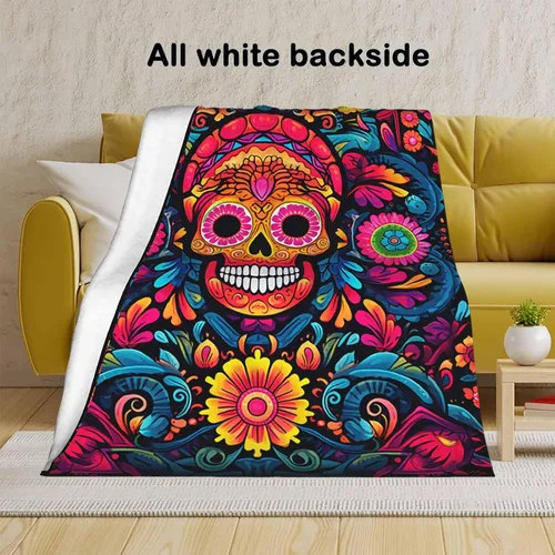 Miniatura 3 de Firmiso Regalos de calavera de azúcar para mujeres y hombres, manta del Día de los Muertos para decoración del hogar, calavera de Halloween de forro