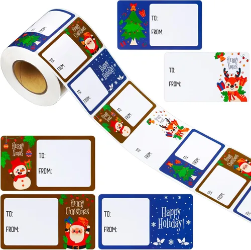 Miniatura 20 de Outus 500 Piezas Etiquetas de Navidad Autoadhesivas Etiquetas de Regalo para Regalos de Navidad Etiquetas de Nombre de Navidad Pegatinas para Papel