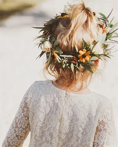 Miniatura 3 de Vestido de niña con flores, vestido de encaje con manga de 34