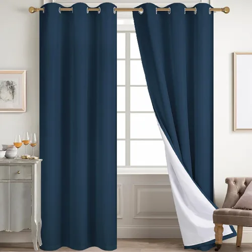 Miniatura 82 de Diraysid Cortinas 100% opacas de lino beige para dormitorio, con ojales, aislamiento térmico, cortinas de oscurecimiento de habitación