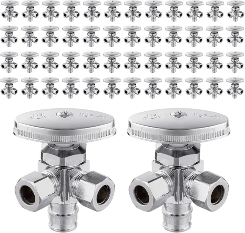 Miniatura 13 de EFIELD Válvula de parada angular de doble salida multigiro, entrada de tubo PEX-A de expansión de 1/2" F1960 x salida de compresión