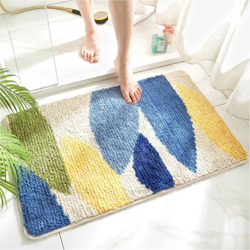 Apeso Alfombra de baño con patrón de plantas, ultra absorbente, antideslizante, lavable a máquina, alfombra de felpa gruesa, microfibra suave para
