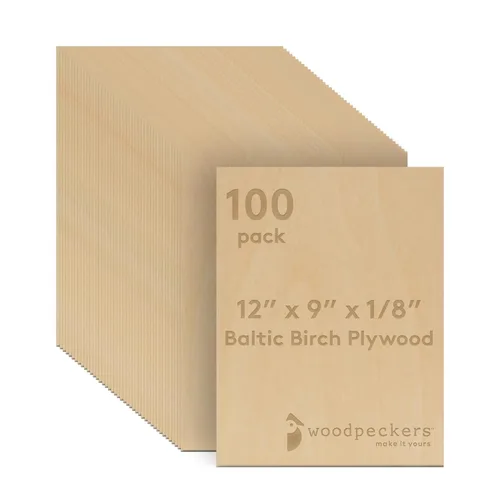 Miniatura 21 de Woodpeckers - Madera contrachapada de abedul báltico, 0.118 in, 1/8 x 5 x 7 pulgadas, paquete de 12 hojas de abedul báltico de grado B/BB, perfectas