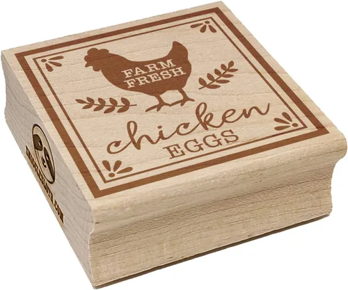 Huevos de pollo frescos de granja para etiquetas de cartón, sello de goma cuadrado para estampado de manualidades, 1.25 pulgadas, pequeño