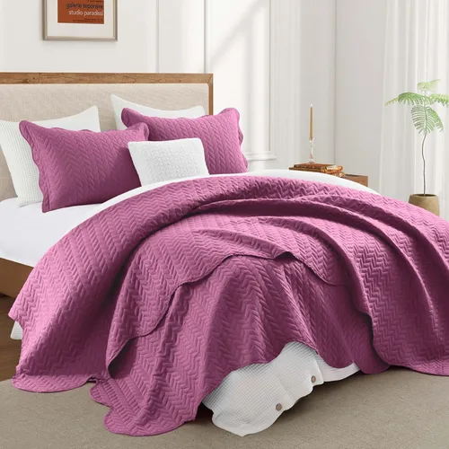 Miniatura 25 de IR Imperial Rooms Velvet Twin Quilt Bedspread Comforter Bedding Set 2 Pcs Diamond Pattern - (68"x86") Bedspread Coverlet + 1 Pillow Shams