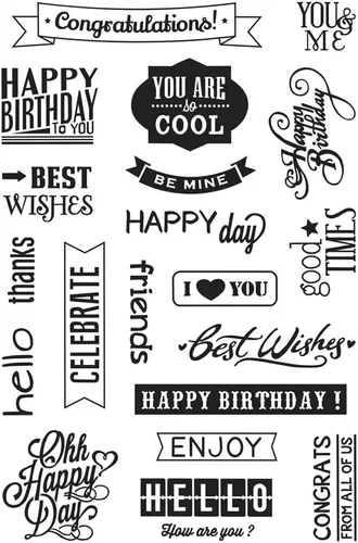 Miniatura 6 de Sellos transparentes de palabras de bendición, diseño de banderines de palabras de felicitación, sellos transparentes de goma de silicona