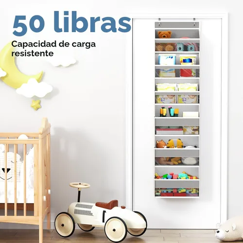 Miniatura 5 de Mefirt Organizador Sobre La Puerta, Organizador de Puerta con 6 Estantes y 6 Bolsillos de Gran Capacidad, Estantes Colgantes de Almacenamiento Sobre