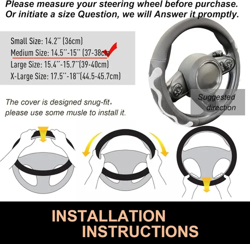 Miniatura 6 de PINCTROT Comfy Grip - Funda para volante, diseño antideslizante, universal de 14.5-15 pulgadas (blanco silicona)