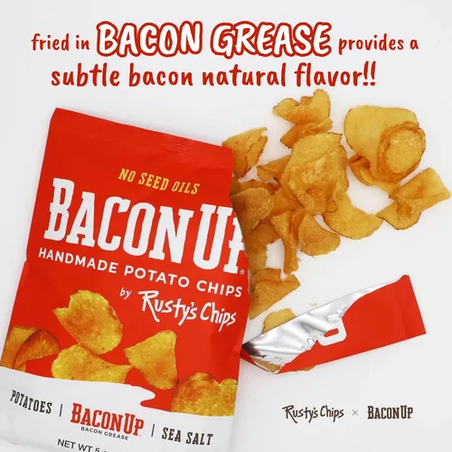 Miniatura 4 de Bacon Up By Rusty's Chips, Handmade Bacon Potato Chips, No Seed Oils, Gluten Free Snack Pack, No Preservatives, Non-GMO, 5 Ounces (5 Ounce