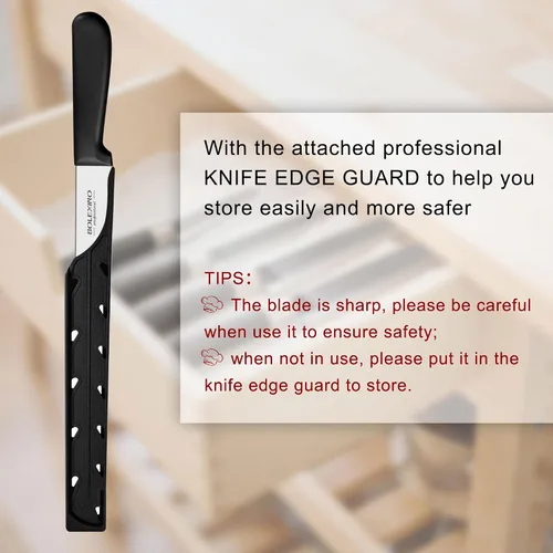 Miniatura 6 de Cuchillo dentado de 10 pulgadas para pan casero, cuchillo de acero inoxidable con borde ondulado ancho, cuchillo de cocina multiusos, cortador