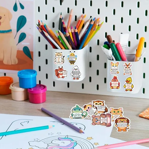 Miniatura 6 de 112 calcomanías de animales de apoyo emocional, paquete de calcomanías de afirmación para adultos, lindos amigos inspiradores para botellas de agua
