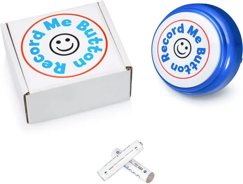 Miniatura 7 de Botón Record Me: diseño único y alegre grabable con micrófono integrado, reproduce tu propio mensaje personalizado en cualquier momento (azul)