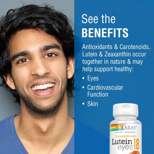Miniatura 4 de SOLARAY Ojos de luteína de triple fuerza, 18 mg Suplemento de apoyo para la salud ocular y macular con luteína y zeaxantina de origen natural